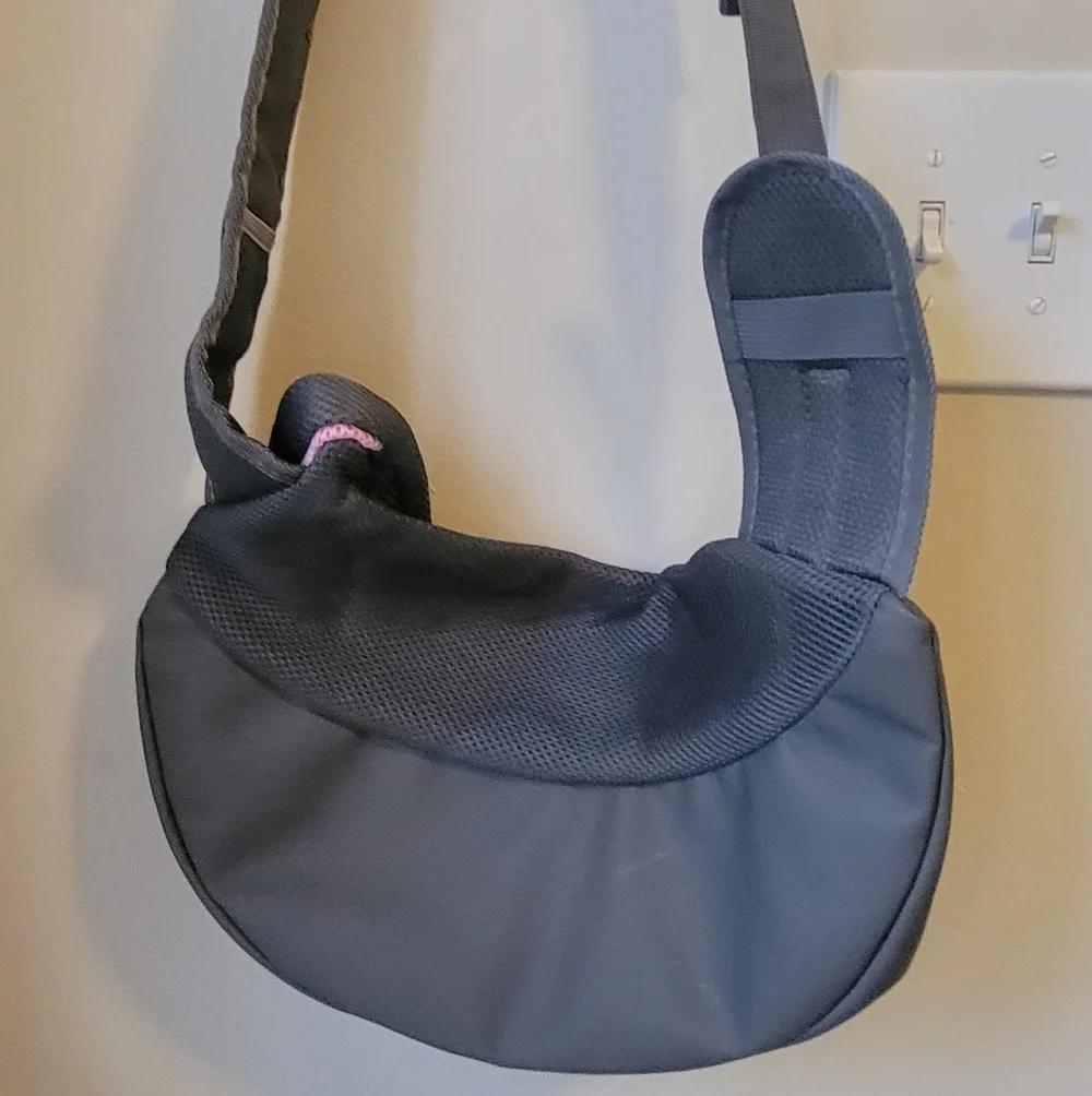 Hands-Free Gray & Pink Pet Sling Carrier by